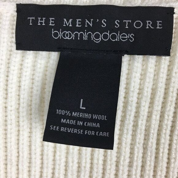 Bloomingdale’s Chunky Knit Striped Merino Wool Unisex Turtleneck Sweater Size L - Picture 7 of 9